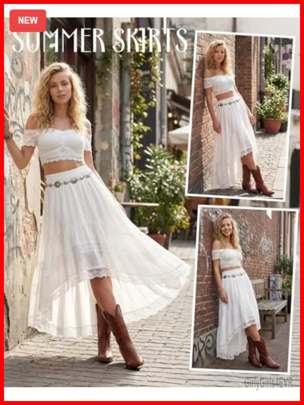 Women's High Low Lace Ruffle Boho Maxi Skirt Elastic Waist Asymmetrical